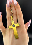 Antique French 18K, Diamond, Pearl & Enamel Judeo-Christian Cross