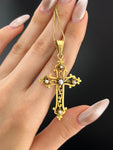 Antique French 18K & Seed Pearl Cross Pendant