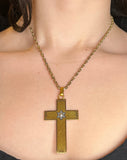 Antique French 18K, Diamond, Pearl & Enamel Judeo-Christian Cross