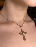 Antique French 18K & Seed Pearl Cross Pendant