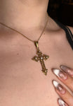 Antique French 18K & Seed Pearl Cross Pendant