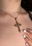 Antique French 18K & Seed Pearl Cross Pendant
