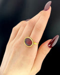 Antique 18K & Garnet Paste Intaglio Conversion Ring