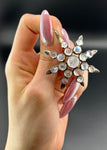 Antique Silver & Moonstone Celestial Star Brooch/Pendant
