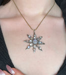 Antique Silver & Moonstone Celestial Star Brooch/Pendant