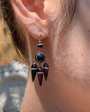 Antique English 14K & Banded Agate Earrings