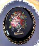 Antique Floral Micro Mosaic Brooch