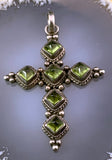 Antique Sterling Silver & Peridot Cross Pendant