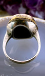 Sold-Antique Edwardian 14K Gold & Silver Pietra Dura Floral Ring