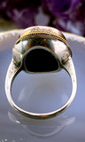 Sold-Antique Edwardian 14K Gold & Silver Pietra Dura Floral Ring