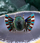 Antique 14K, Silver, Enamel & Preserved Scarab Conversion Ring