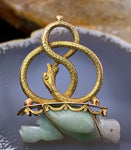 Antique French 18K & Jade Parrot & Snake Fob