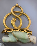 Antique French 18K & Jade Parrot & Snake Fob