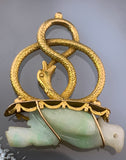 Antique French 18K & Jade Parrot & Snake Fob