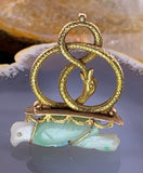 Antique French 18K & Jade Parrot & Snake Fob