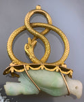 Antique French 18K & Jade Parrot & Snake Fob
