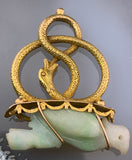 Antique French 18K & Jade Parrot & Snake Fob