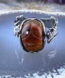 Koven Kreation Egyptian Revival Sterling Silver & Semi Precious Stone Scarab Flip Ring