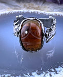 Koven Kreation Egyptian Revival Sterling Silver & Semi Precious Stone Scarab Flip Ring