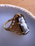 SOLD Antique 18K, 14K & Carved Hardstone Conversion Ring