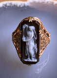 SOLD Antique 18K, 14K & Carved Hardstone Conversion Ring