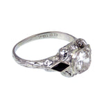 SOLD Art Deco European Round-Cut Diamond and Onyx 18k Ring TLJ