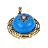 Antique Archaeological Revival 9K & Enamel Celestial Pendant