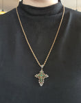 SOLD Antique 18K, Silver, Diamond & Emerald Cross Pendant TLJ