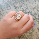 Antique 14K, 9K & Carved Shell Cameo Conversion Ring
