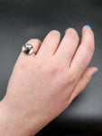 Antique 14K & Hand Painted Reverse Intaglio Essex Crystal German Shepherd Conversion Ring