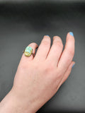 Antique Sterling Silver & Blue Soapstone Scarab Spinner Ring