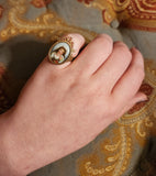 Antique 14K, 12K & Hand Painted Porcelain Conversion Ring