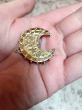 Antique English 9K Gold Crescent Moon Brooch