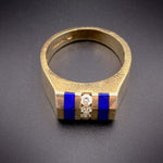 Retro 14K, Diamond & Lapis Lazuli Ring