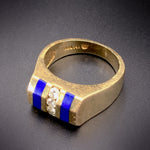 Retro 14K, Diamond & Lapis Lazuli Ring