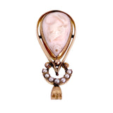 Antique 10K, Seed Pearl & Carved Shell Cameo Pendant