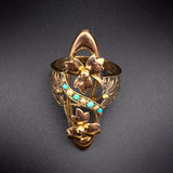 Antique 9K, 14K, Turquoise & Seed Pearl Conversion Ring