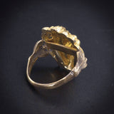 Vintage 14K, Diamond & Sapphire Lion Head Conversion Ring