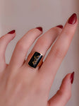 SOLD Antique Victorian 14K, Onyx & Diamond Mourning Ring