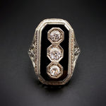 SOLD Quintessential Art Deco 14K, Onyx & Diamond Ring