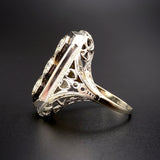 Quintessential Art Deco 14K, Onyx & Diamond Ring
