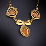 Victorian Revival 12K Gold-Filled Triple Cameo Necklace