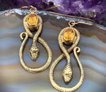Koven Kreation 14K Gold & Custom Foiled Garnet Or Citrine Snake Earrings