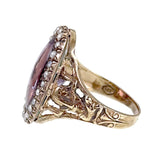 SOLD  Antique 14K, 9K, Amethyst & Seed Pearl Conversion Ring on Replica Egyptian Revival Shank