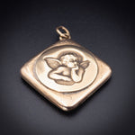 Antique 10K Gold Cherub Angel Locket Pendant