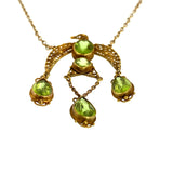 Antique Filigree 14k Gold Peridot Phoenix Pendant Necklace