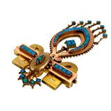 Antique Victorian 14K & Turquoise Etruscan Revival Brooch