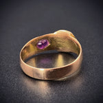 Antique English 9K & Ruby Buckle Ring