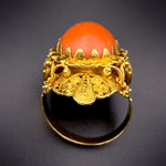 Opulent Antique 18K & Orange Coral Ring TLJ