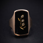 SOLD Antique Victorian 14K, Onyx & Diamond Mourning Ring